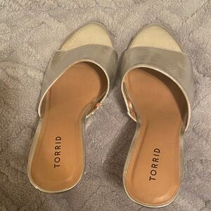 Torrid Metallic Gold Trim Flat Mules